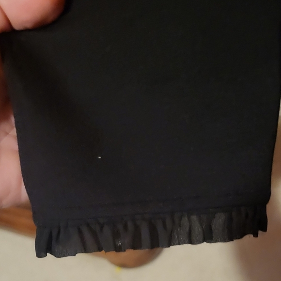 Chicos Ponte Ruffled Trim Black Blazer Hook Closure Size 1 (Medium) - Picture 6 of 8